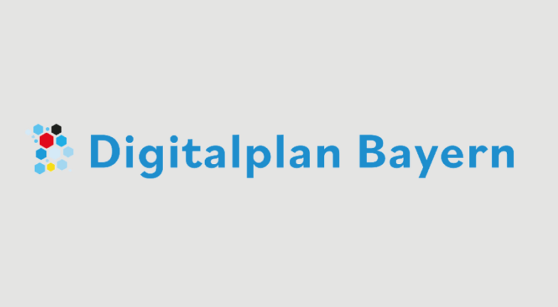 Logo Digitalplan Bayern auf grauem Hintergrund