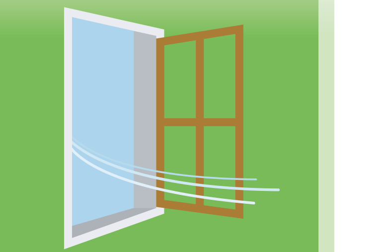 BILD: Illustration eines geöffneten Fenster, durch das ein Luftzug weht
