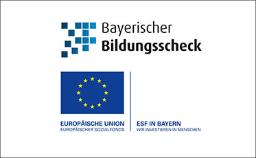 Logos „Bayerischer Bildungsscheck“ und „ESF in Bayern“