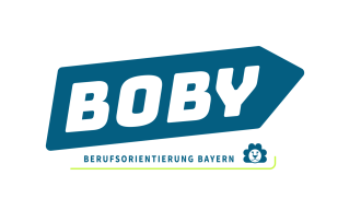 Gezeigt wird das Logo der Onlineplattform boby.bayern.de mit dem Schriftzug: BOBY Berufsorientierung Bayern.