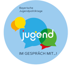 Wort-Bild-Marke zu den Bayerischen Jugendpolitiktagen 'Jugend im Gespräch mit...!'