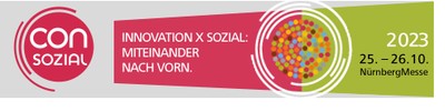 ConSozial 2023 vom 25. bis 26.10.2023 in der NürnbergMesse unter dem Motto: Innovation X Sozial: Miteinander nach vorn.