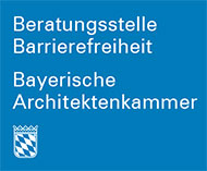 LOGO: Bayerische Architektenkammer mit Zusatz Beratungsstelle Barrierefreiheit